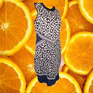 Vince Camuto Black and White Knit‎ Leppard Print Dress Size Medium